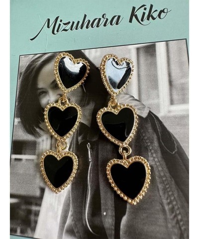 Chic Enamel Long Love Heart Letter Earrings Unique Personalized black Hollow Heart Drop Dangle Earrings for Women Girls Chris...