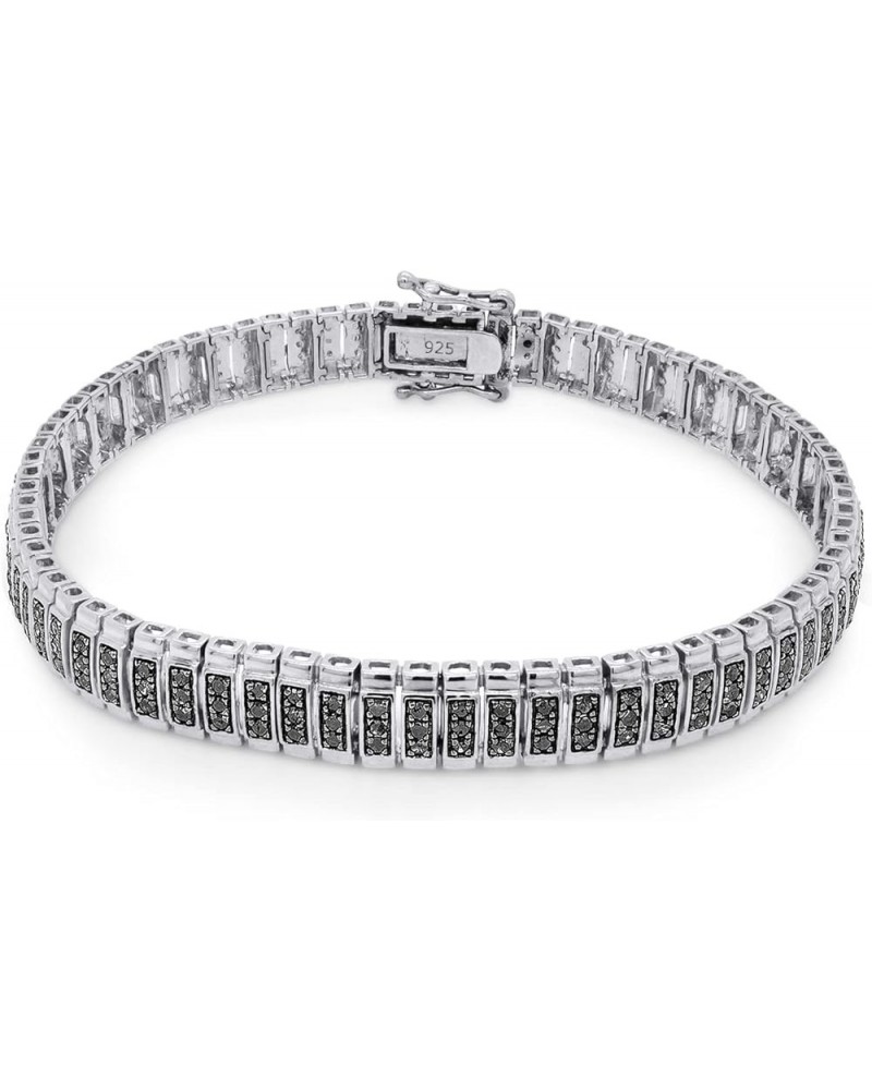 1 Carat CT.t.w Round Cut Enhanced Black Natural Diamond Tennis Bracelet In 14k Gold Plated 925 Sterling Silver (1 Carat CTtw)...