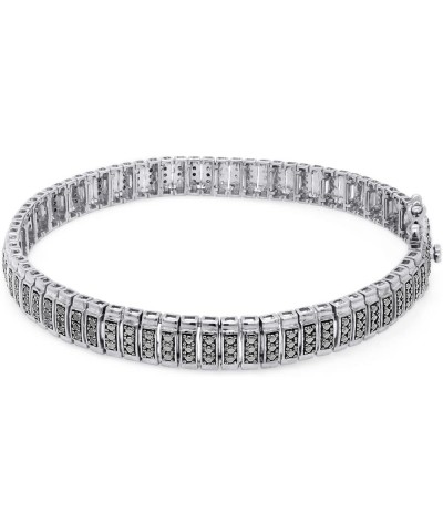 1 Carat CT.t.w Round Cut Enhanced Black Natural Diamond Tennis Bracelet In 14k Gold Plated 925 Sterling Silver (1 Carat CTtw)...