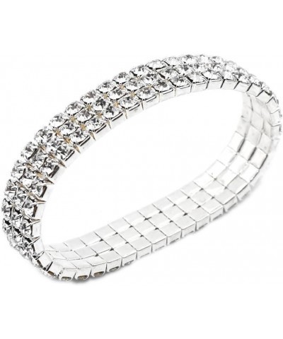 Ladies Rhinestone Bracelet Stretch Silver Tone Womens Elastic Bracelet Bangles Small Wrist Gold Tone Silver 3 $8.99 Bracelets