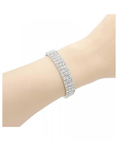 Ladies Rhinestone Bracelet Stretch Silver Tone Womens Elastic Bracelet Bangles Small Wrist Gold Tone Silver 3 $8.99 Bracelets