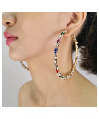 Big Large Hoop Earrings for Women Girls Bohemian Rhinestone Cubic Zirconia Wrapped Hoops Dangle Huggie Exaggerated Earring Sp...