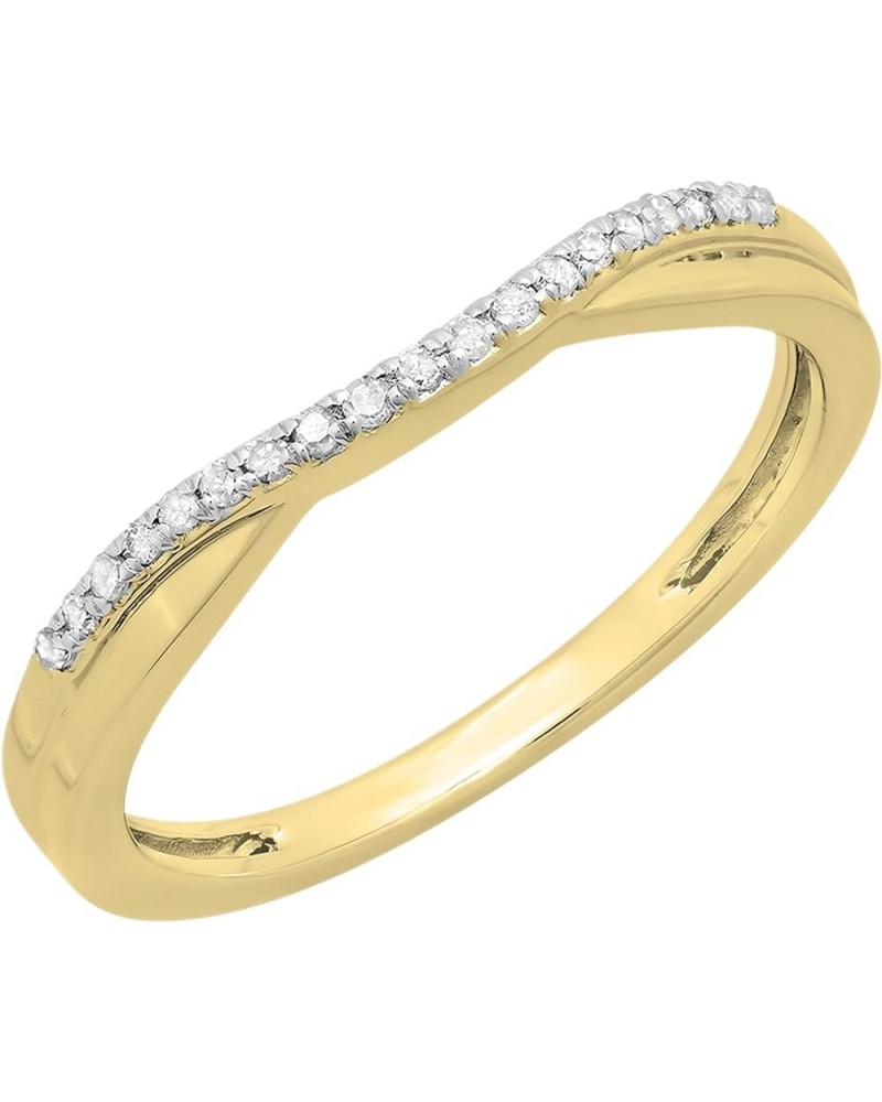 0.11 Carat (ctw) 10K Gold Round Cut White Topaz Ladies Anniversary Wedding Guard Contour Band 9.5 Yellow Gold $92.47 Rings