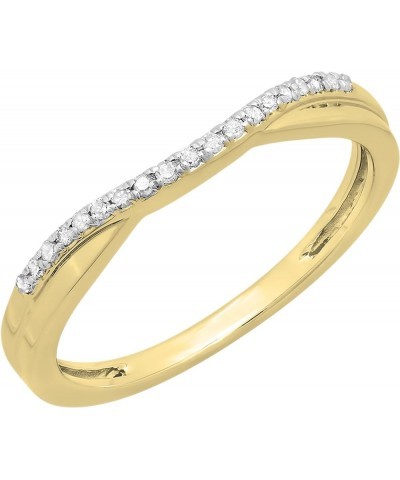 0.11 Carat (ctw) 10K Gold Round Cut White Topaz Ladies Anniversary Wedding Guard Contour Band 9.5 Yellow Gold $92.47 Rings