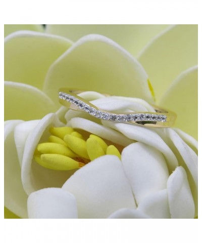 0.11 Carat (ctw) 10K Gold Round Cut White Topaz Ladies Anniversary Wedding Guard Contour Band 9.5 Yellow Gold $92.47 Rings