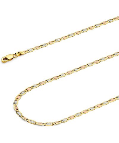 14k REAL Tri Color Gold Solid 2mm Star/Edge Diamond Cut Chain Necklace with Lobster Claw Clasp tri-color-gold 22 Inches $61.4...