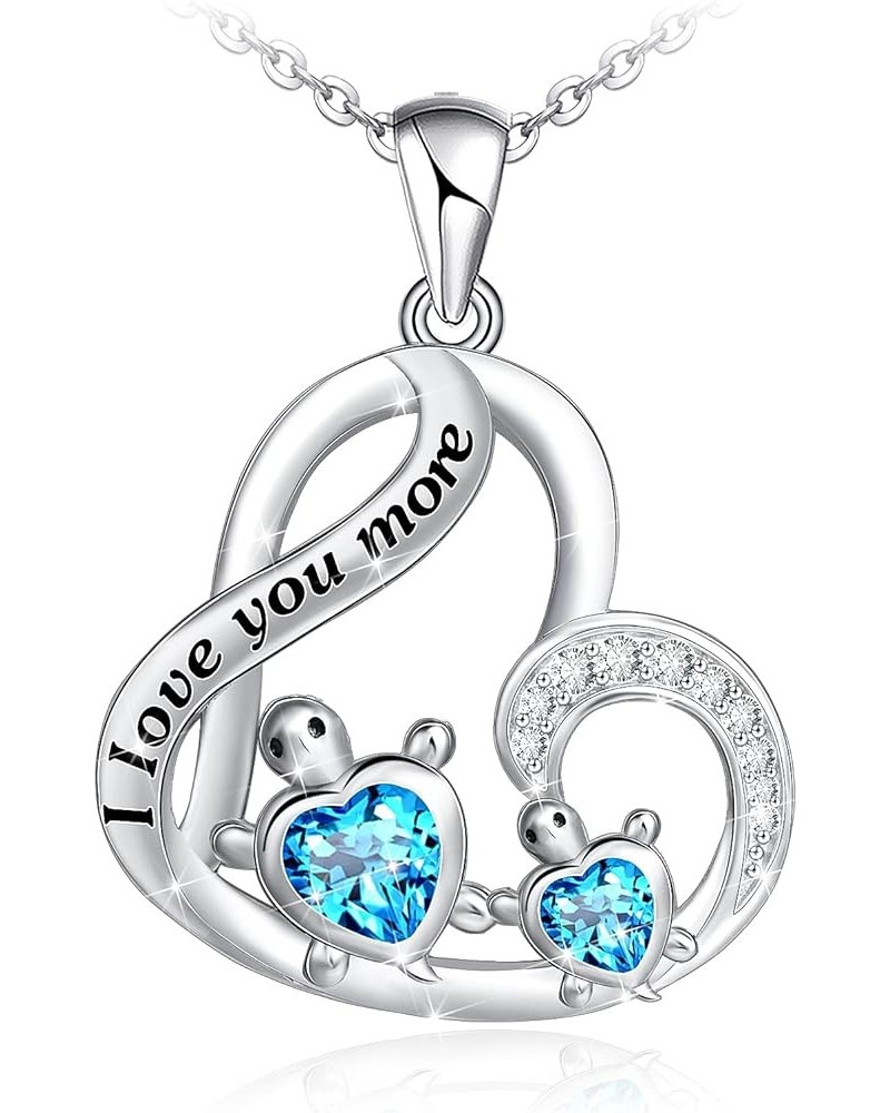 Health and Longevity Mom and Baby Sea Turtle Pendant Necklace for Women 925 Sterling Silver Love Heart Jewelry Gifts for Wome...