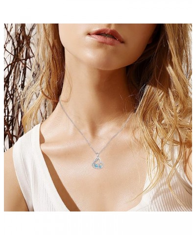 Health and Longevity Mom and Baby Sea Turtle Pendant Necklace for Women 925 Sterling Silver Love Heart Jewelry Gifts for Wome...