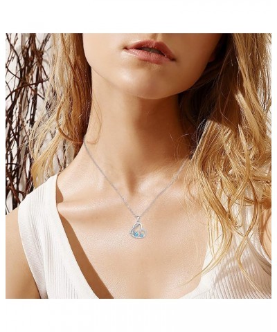 Health and Longevity Mom and Baby Sea Turtle Pendant Necklace for Women 925 Sterling Silver Love Heart Jewelry Gifts for Wome...