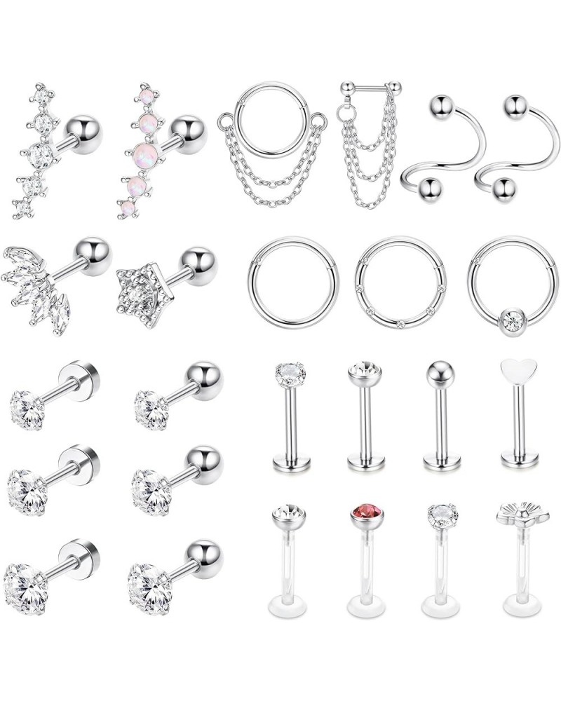 25Pcs 16G Cartilage Piercing Jewelry Surgical Steel Helix Piercing Jewelry Forward Helix Earrings Conch Hoop Cartilage Earrin...