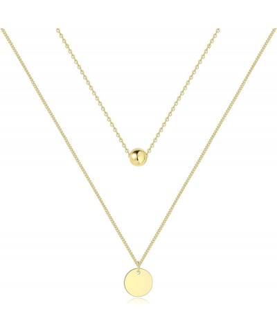 Layered Heart Necklace Pendant Layering Necklaces in 14K Gold Dainty Layering Necklace Set for Women, 14"-32 Style:Layer Ball...