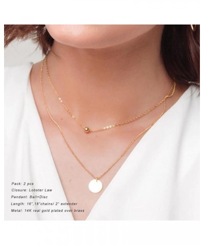 Layered Heart Necklace Pendant Layering Necklaces in 14K Gold Dainty Layering Necklace Set for Women, 14"-32 Style:Layer Ball...