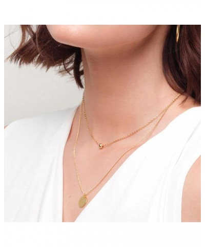 Layered Heart Necklace Pendant Layering Necklaces in 14K Gold Dainty Layering Necklace Set for Women, 14"-32 Style:Layer Ball...