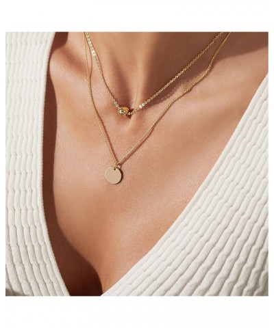 Layered Heart Necklace Pendant Layering Necklaces in 14K Gold Dainty Layering Necklace Set for Women, 14"-32 Style:Layer Ball...