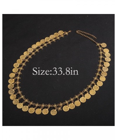 Vintage Gold Belly Body Chain Coin Tassels Pendant Belly Dance Body Chain Waist Chain Jewelry for Women Girls Halloween Costu...