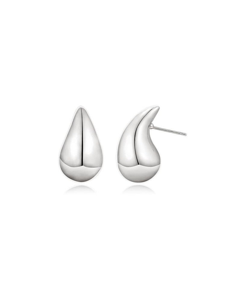 Extra Large Dupes Hoops Earrings for Women Chubby Chunky Water Drop Teardrop Statement Earrings-18K Gold 24mm-Silver $13.86 E...