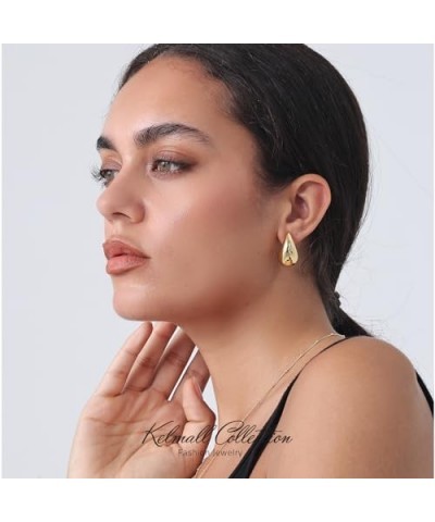 Extra Large Dupes Hoops Earrings for Women Chubby Chunky Water Drop Teardrop Statement Earrings-18K Gold 24mm-Silver $13.86 E...