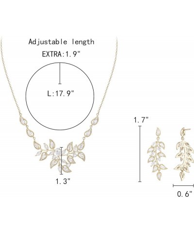 Wedding Jewelry Sets for Bride Bridesmaid, CZ Marquise Leaf Floral Bridal Necklace Earrings Set Costume Jewelry Gifts for Wom...