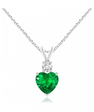 Natural Emerald Solitaire Heart Pendant Necklace for Women, Girls in 14K Solid Gold/Platinum | May Birthstone | Jewelry Gift ...