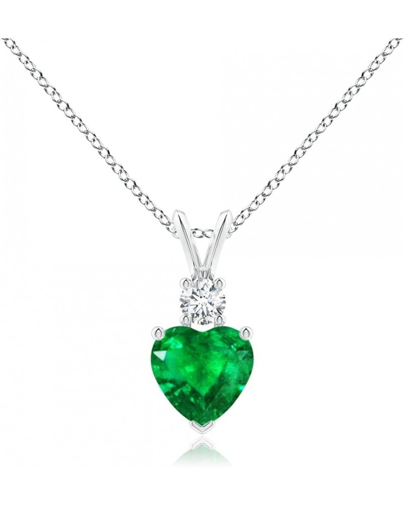 Natural Emerald Solitaire Heart Pendant Necklace for Women, Girls in 14K Solid Gold/Platinum | May Birthstone | Jewelry Gift ...