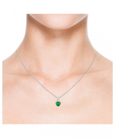 Natural Emerald Solitaire Heart Pendant Necklace for Women, Girls in 14K Solid Gold/Platinum | May Birthstone | Jewelry Gift ...