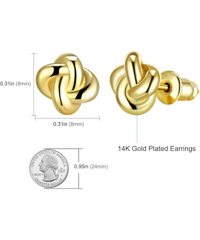 14K Gold Plated Love Knot Earrings for Women and Girls Gold Stud Earrings Hypoallergenic Earrings for Men Gold Stud Earrings ...