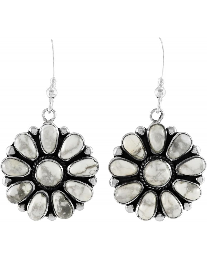 Howlite Earrings in Sterling Silver 925 Jewelry Southwest Flowers $22.88 Earrings