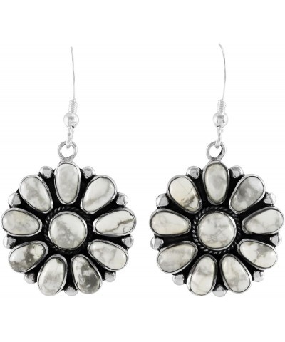 Howlite Earrings in Sterling Silver 925 Jewelry Southwest Flowers $22.88 Earrings