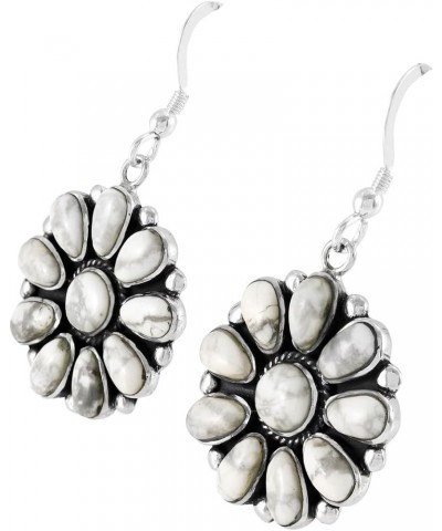 Howlite Earrings in Sterling Silver 925 Jewelry Southwest Flowers $22.88 Earrings