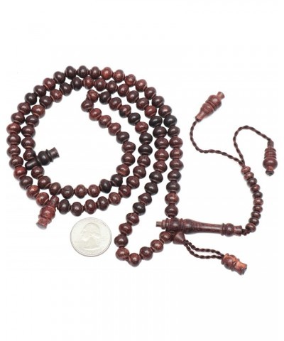 Handcrafted Tamarind Wood Tasbih Muslim Prayer Beads with 8x9mm Contoured 99-Bead Count with Gift Box (Islamic Tasbeeh, Tesbi...