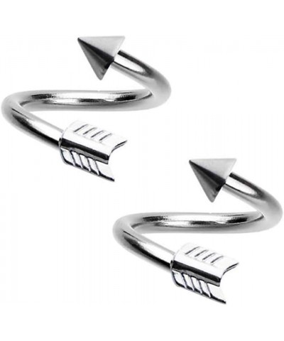 PAIR 16G 14G TRIBAL ARROW 316L SURGICAL STAINLESS STEEL SPIKE SPIRAL RING Belly Navel Nose Ear Septum Cartilage Lip Eyebrow D...