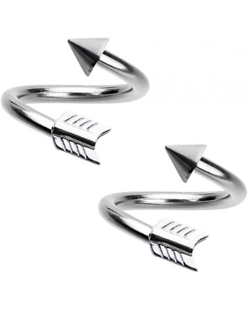 PAIR 16G 14G TRIBAL ARROW 316L SURGICAL STAINLESS STEEL SPIKE SPIRAL RING Belly Navel Nose Ear Septum Cartilage Lip Eyebrow D...