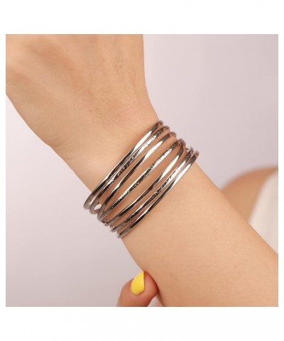 Stainless Steel Multi Row Silver Cuff Bracelet Bangle Jewelry for Women Men Unisex Punk Party Hand Cuff Silver $8.99 Bracelets