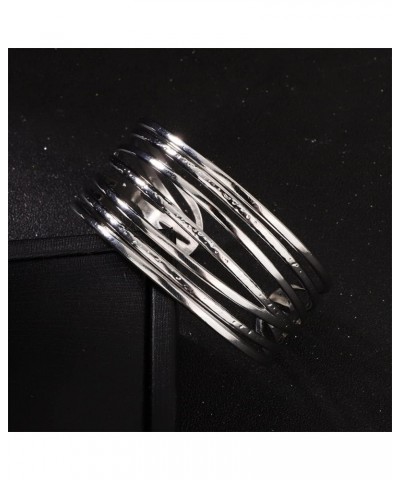 Stainless Steel Multi Row Silver Cuff Bracelet Bangle Jewelry for Women Men Unisex Punk Party Hand Cuff Silver $8.99 Bracelets