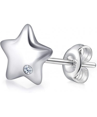 950 Platinum Cute Diamond Stud Single Earring for Women 92111E (Sold Single Not Pair) Star $54.00 Earrings