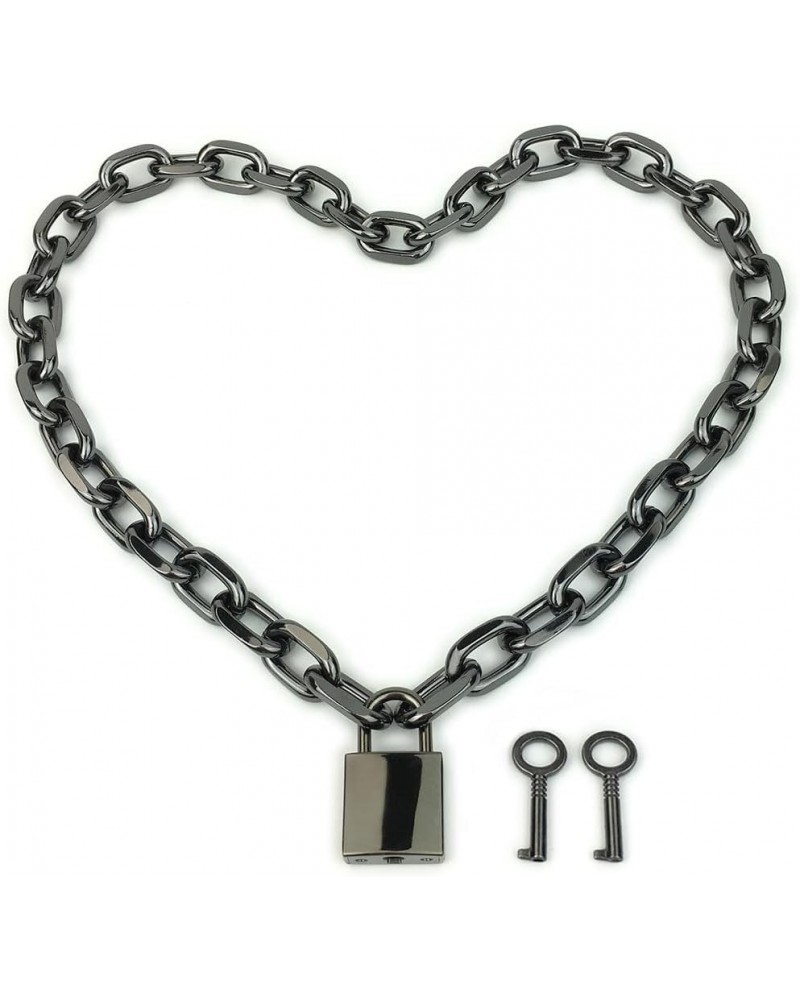 Padlock Chain Necklace Collar Choker with Two Keys and Box for Women, Men and Pet 18 Inch I $11.75 Necklaces