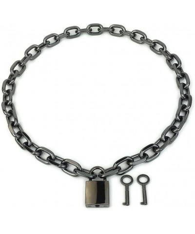 Padlock Chain Necklace Collar Choker with Two Keys and Box for Women, Men and Pet 18 Inch I $11.75 Necklaces