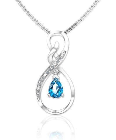 925 Sterling Silver Infinity Loop Gem Birthstone Diamond Necklace 18.0 Inches Topaz $23.21 Necklaces
