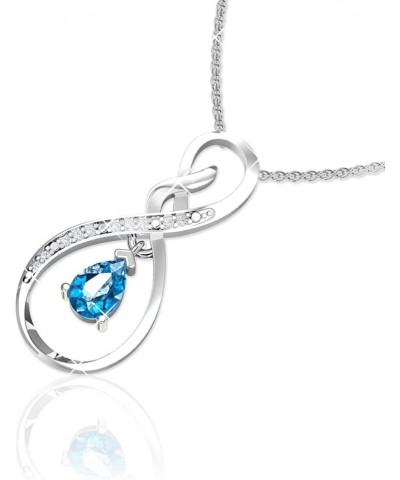 925 Sterling Silver Infinity Loop Gem Birthstone Diamond Necklace 18.0 Inches Topaz $23.21 Necklaces