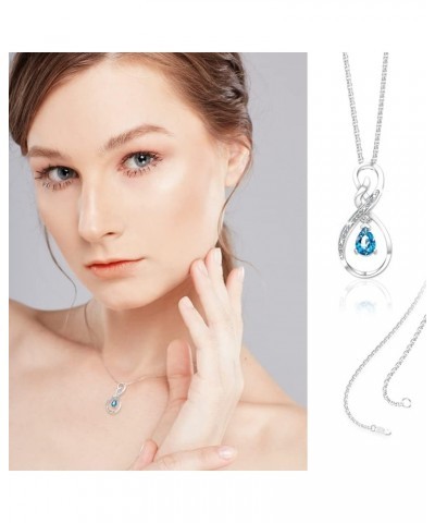 925 Sterling Silver Infinity Loop Gem Birthstone Diamond Necklace 18.0 Inches Topaz $23.21 Necklaces