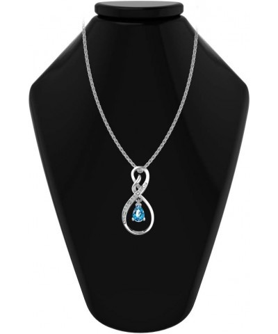 925 Sterling Silver Infinity Loop Gem Birthstone Diamond Necklace 18.0 Inches Topaz $23.21 Necklaces