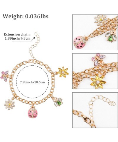 Gold Plated Sunflower Butterfly Chain Bracelet for Women Sunflower Butterfly Chain Bracelet Rhinestone Insect Flower Alloy Br...