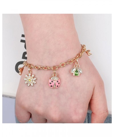 Gold Plated Sunflower Butterfly Chain Bracelet for Women Sunflower Butterfly Chain Bracelet Rhinestone Insect Flower Alloy Br...