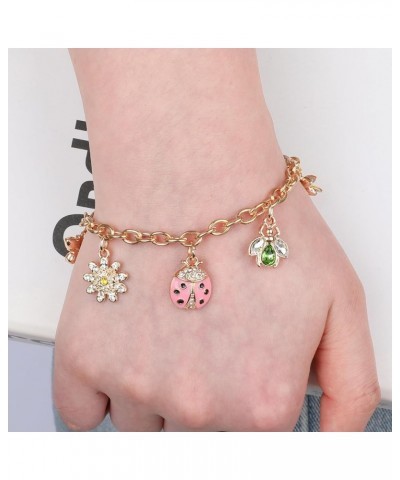 Gold Plated Sunflower Butterfly Chain Bracelet for Women Sunflower Butterfly Chain Bracelet Rhinestone Insect Flower Alloy Br...