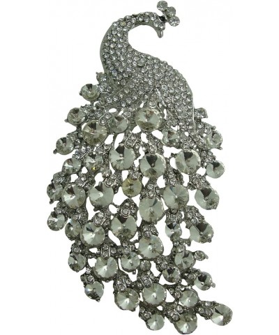 TTjewelry Art Nouveau Gorgeous Peacock Crystal Rhinestone Brooch Pins White $10.80 Brooches & Pins