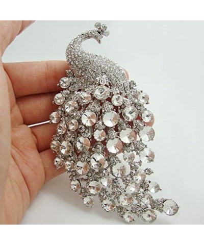 TTjewelry Art Nouveau Gorgeous Peacock Crystal Rhinestone Brooch Pins White $10.80 Brooches & Pins