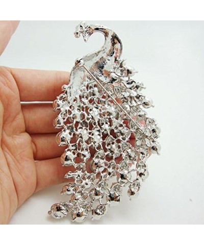 TTjewelry Art Nouveau Gorgeous Peacock Crystal Rhinestone Brooch Pins White $10.80 Brooches & Pins