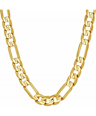 7mm Figaro Chain Necklace Diamond Cut 24k Real Gold Plated Gold 20 inches $36.66 Necklaces