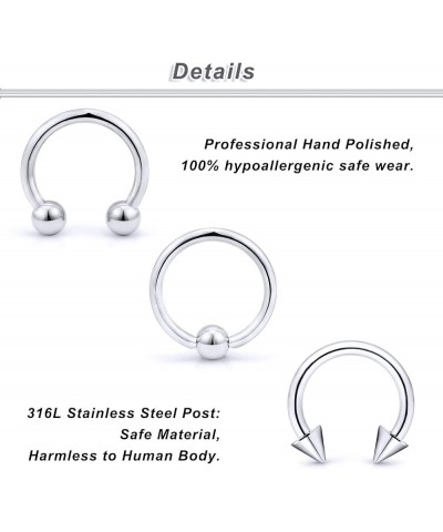 2G 4G 6G 8G 10G 12G 14G 16G Septum Rings Silver Black Surgical Steel Heavy Gauges Earrings stretching kit Eyebrow Lip Septm N...