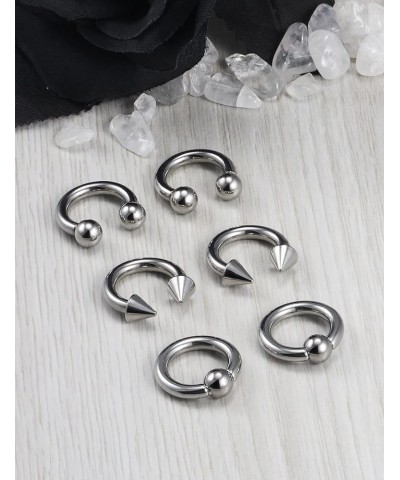 2G 4G 6G 8G 10G 12G 14G 16G Septum Rings Silver Black Surgical Steel Heavy Gauges Earrings stretching kit Eyebrow Lip Septm N...